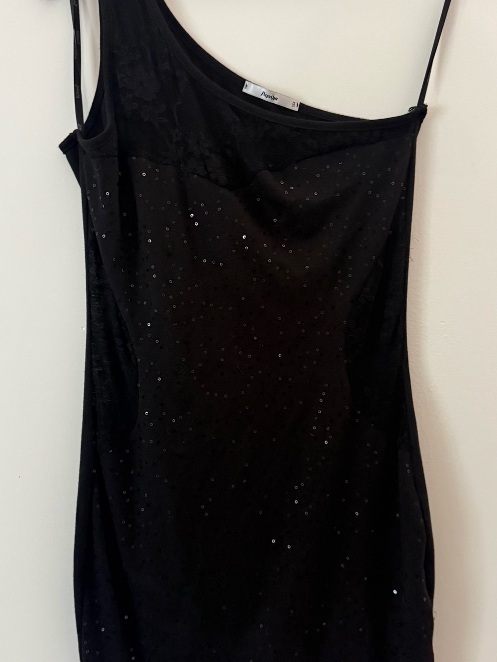 Papaya Black One-Shoulder Sequin Dress